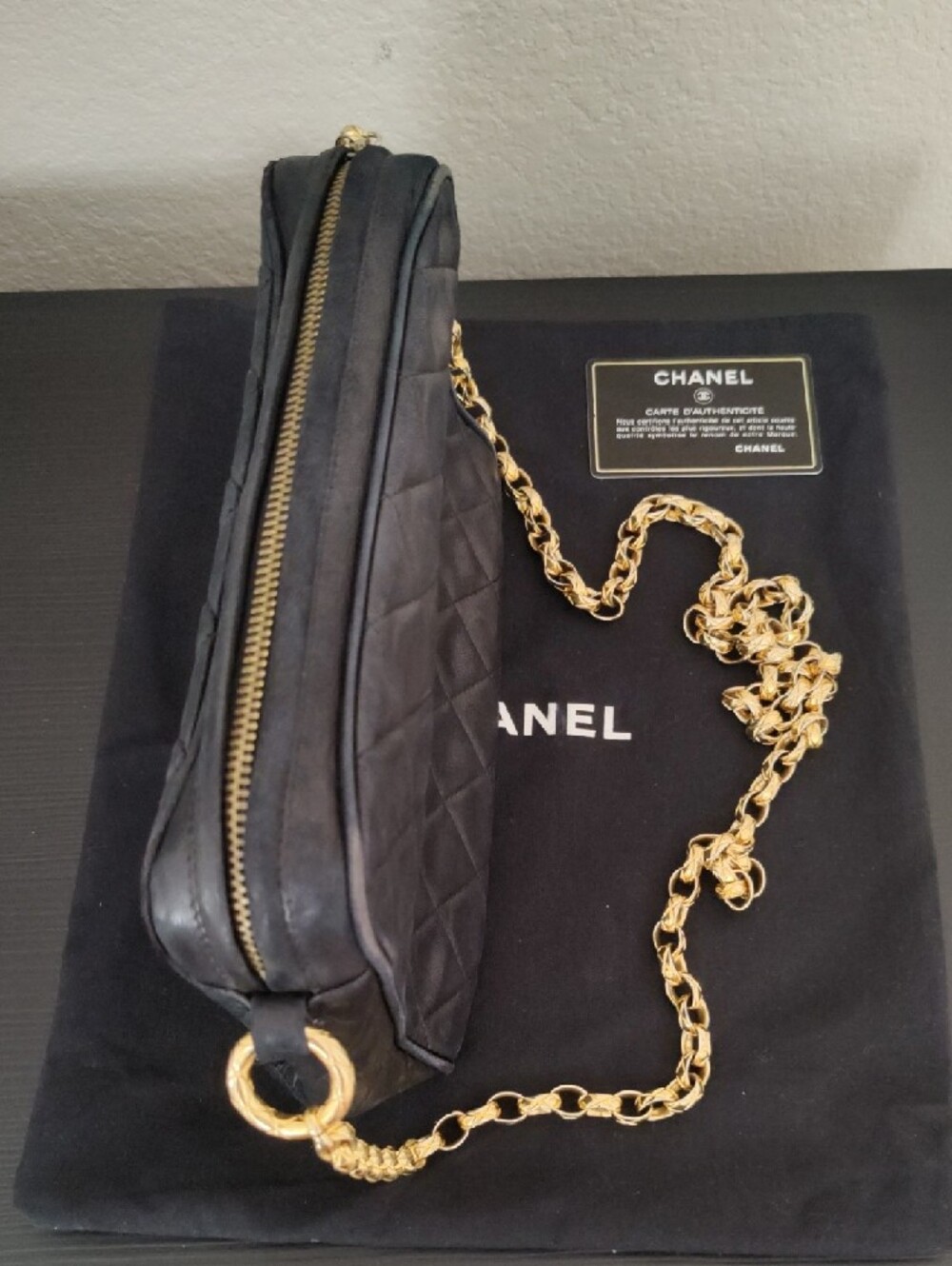 Authentic CHANEL Black Quilted Leather Shoulder Bag with Gold Chain and Tassel - Picture 8 of 12